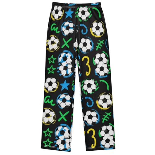 Boys' Pj Pants Soccer Yellow Joggers Elastic Long Bottom Trousers Sweatpants with Pockets Size 6-14