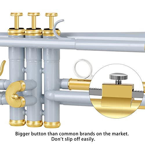 Eastrock Bb Trumpet Standard Trumpet Set With Carrying Case,Gloves, 7C Mouthpiece, Cleaning Kit, Tuning Rod, Gray (Hand Carved Craft) #TOP3
