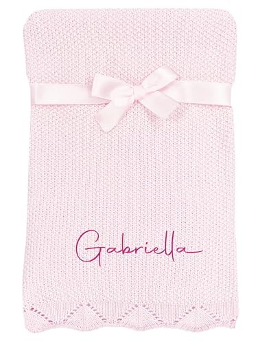 Personalised Baby Cotton Knitted Blanket Soft Natural Breathable Wrap (Cotton Pink)