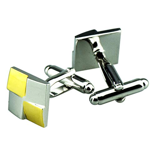 Mancuernillas KnBoB para hombre cuadradas plata y oro miniatura 1