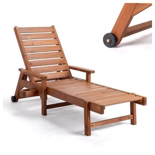 VINGLI Adjustable Wooden Chaise Lounge