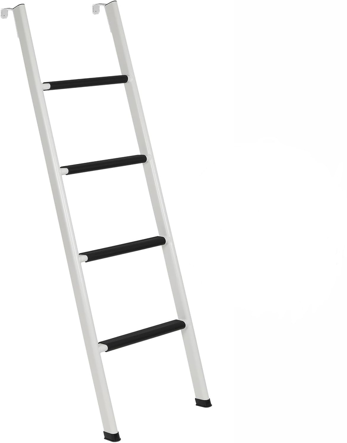 Anti-Slip RV Bunk Ladder, 52in Integrated Heavy Duty Steel Camper Bunk Bed Ladder with Anti-Slip Rubber Pads and Hooks - White