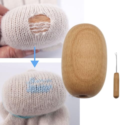 Kit para rammendo con disco de madera, 9 agujas y hilos de 10 colores para costura y bordado 3