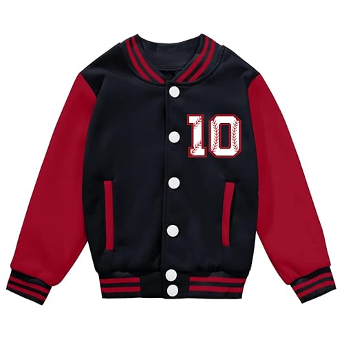Kids Varsity Jacket Boys 6-10 Year Old Birthday Baseball Jacket Lightweight Bomber Coat Birthday Outfit2