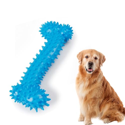Image of Dog Chew Toy for Puppy, Cute Blue Small Dog Toy, Durable Chew Toy for Dogs and Pets - Durable & Non Toxic Spiky Rubber Bone for Dogs and Pets |Chew and Interactive Dog Toy (Blue)