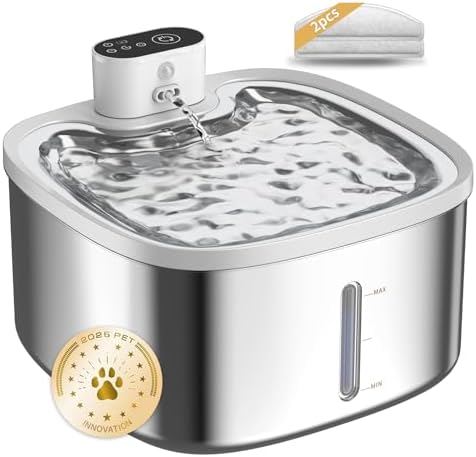 Cat Water Fountain Stainless Steel Wireless 118oz/3.5L–Cordless B...