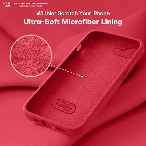 Image of LOVE 3000 Designed for iPhone 16e /17e Case, Premium Silicone with [Soft Anti-Scratch Microfiber Lining] Shockproof Protective Phone Case for Men Women Girls 6.1 inch, Red