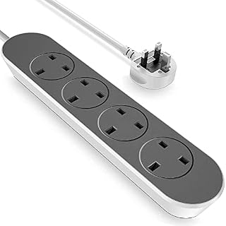 Extension Lead, 4 Way Outlets Power Strips Surge Protection Plug Extension 1.6 Meter Extension Cord Power Extension Lead