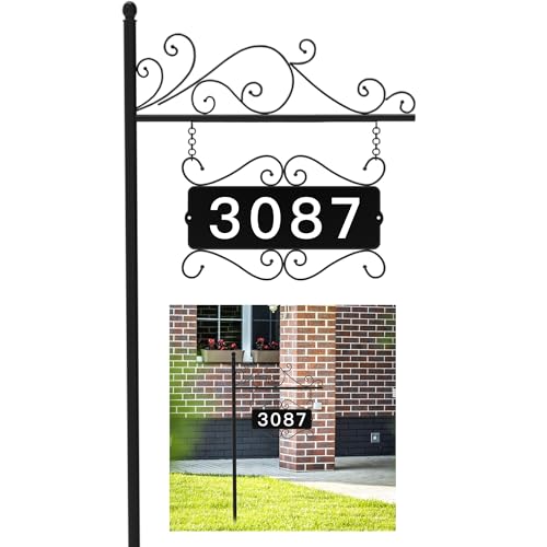 Metal Address Sign Home Numbers Plaque Address Post Sign Double-Sided