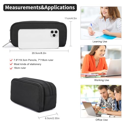 della gao pencil case large capacity pencil pouch aesthetic pencil box for office stationery organizer simple sturdy multifunctional pencil bag for men - black