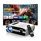 Ultra HD 4K Google TV Projector 2200 ANSI High-Bright Home Theater Projector Outdoor, ToF+CMOS Laser Auto Focus, WiFi6 Bluetooth, Shorter Throw, Dolby Audio, 30W Speaker, NFC Screencast