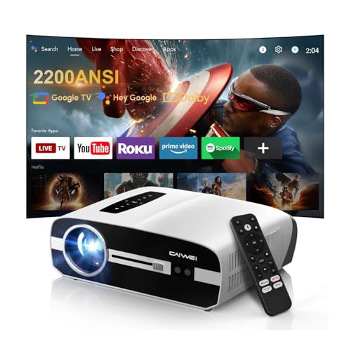 Ultra HD 4K Google TV Projector 2200 ANSI High-Bright Home Theater Projector Outdoor, ToF+CMOS Laser...