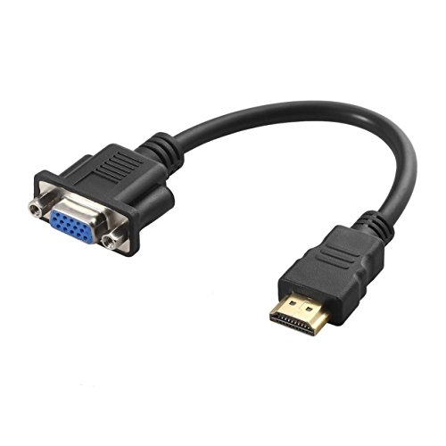 Negro Duradero Ligero HDMI Macho a VGA D-Sub 15 Pines Cable convertidor de Adaptador de Video AV Hembra para HDTV Set-Top BCVBFGCXVB (Negro Cover