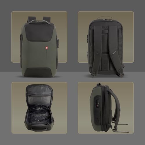 Image of SWISS MILITARY LUKE 23L 15.6 inch Laptop Backpack for Men & Women, Polyester, Padded Laptop & iPad Compartment, USB A & C Charging Port, TSA Lock, Multiple Quick Access Pockets, Keychain Holder