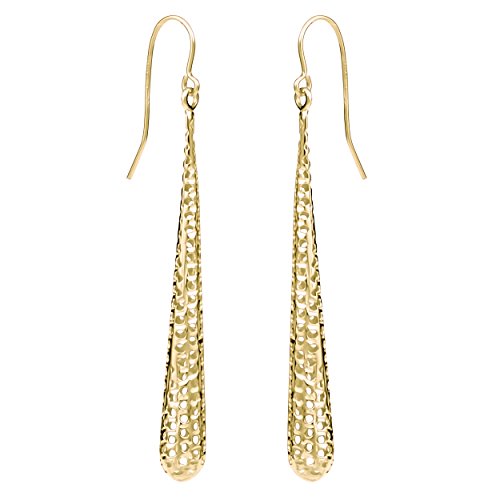 Kooljewelry 10k Yellow or White Gold Perforated Teardrop Circle Cut-outs Dangle Earrings2