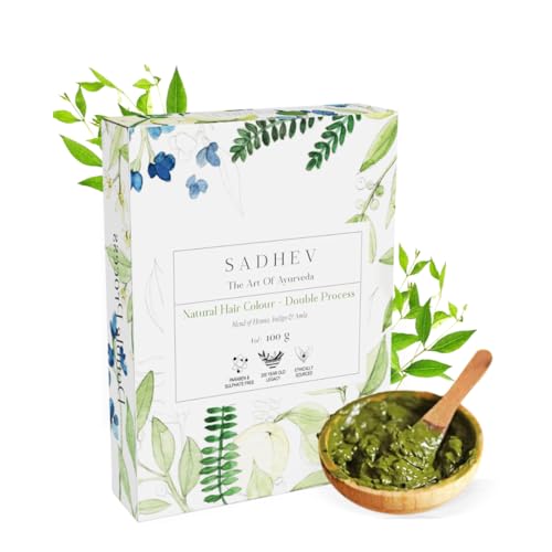 Sadhev Ayurvedic Heena Powder, Natural Hair Colour (Double Process) – 100 g (Pack of 1)_GWP