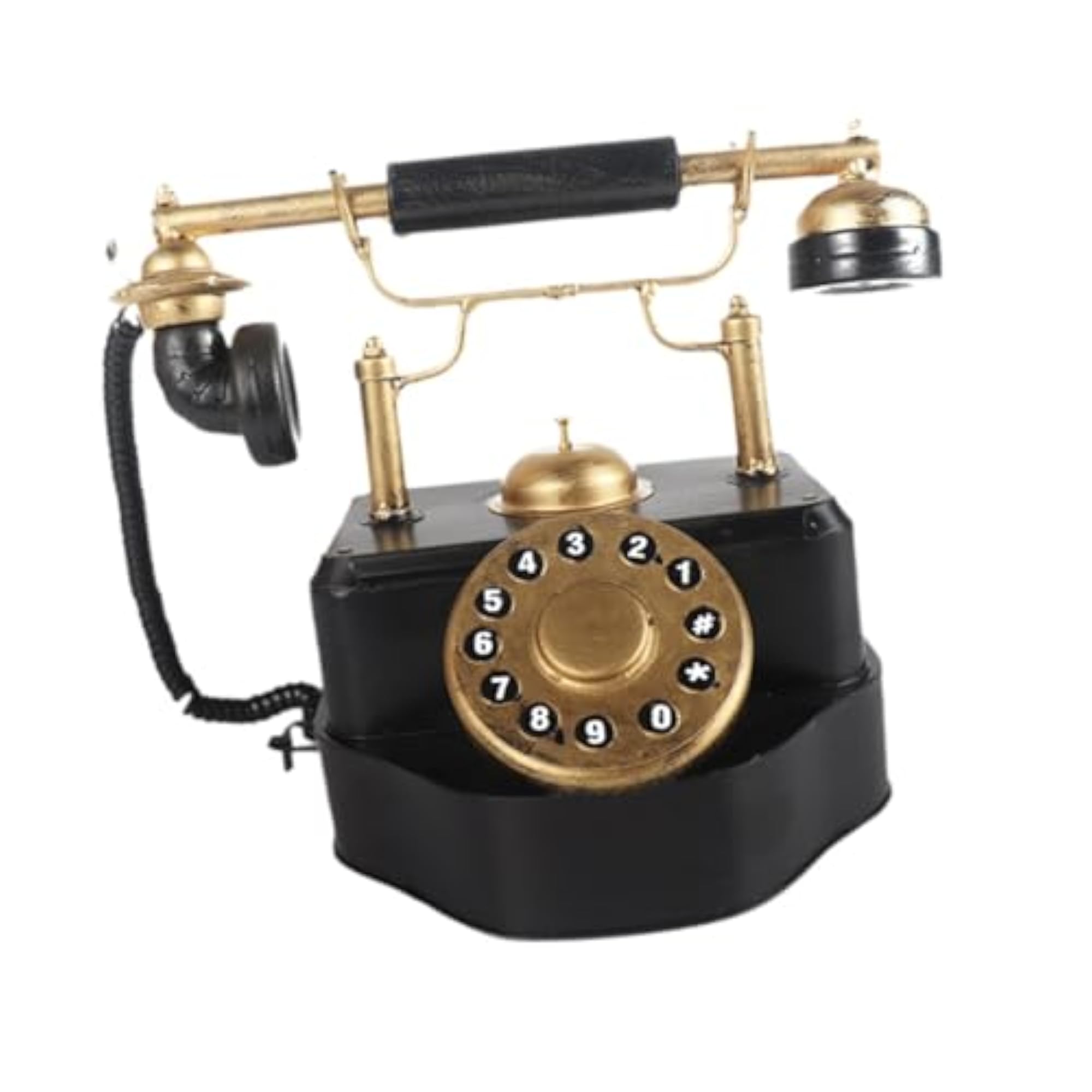 Tabletop Corded Telephone Model Ornament for Indoor Cafe Bar