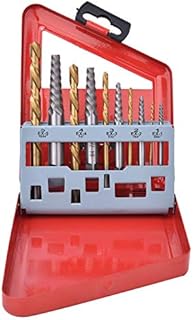 10PCS Screw Extractor and Left Hand Drill Bit Set Alloy Steel Broken Bolt Remover 5/64in to 19/64in Coating Drill Bits with Metal Case, Strong, Durable