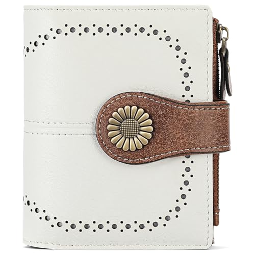 Image of SENDEFN Small Womens Wallet Leather Bifold Card Holder RFID Blocking with Zipper Coin Pocket