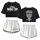 sunlelekz Stray kids Tracksuit NOEASY SKZ Women Set Two Piece Set Sexy Top Cotton + Shorts Girls Tracksuit Straykids (Medium,Black,Medium)