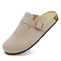 Meik Mangni Zoccoli e Sabot Donna Ciabatte da Uomo con Fibbia Regolabile al Piede Comodo Pantofole in Pelle Sandali di qualità,Grigio Chiaro 41 EU