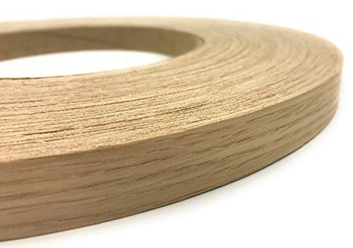 Edge Supply White Oak 2\" x 25\' Roll Preglued, Wood Veneer Edge Banding, Iron on with Hot Melt Adhesive, Flexible Wood Tape Sanded to Perfection. Easy Application Wood Edging. Made in USA