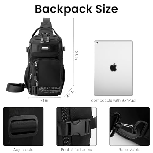 شنطة كتف للرجال من فينزينا® كروس متعددة الجيوب جانبية عصرية بمقبض وحزام قابل للتعديل صدر مريحة للتنقل والسفر أسود