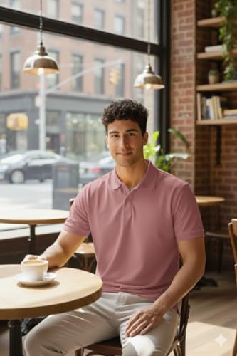 Image of Premium Cotton Pique Polo T-Shirt for Men | Half Seelves Regular Fit | Polo Neck - Ultra-Soft Breathable Fabric | Moisture Wicking