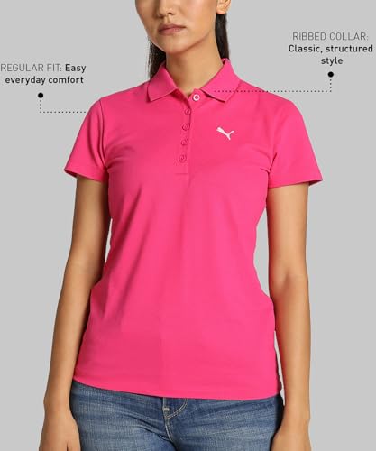 Image of Puma Women's Polo T-Shirt | Cotton Regular Fit Short Sleeve Polo with Ribbed Collar & Button Placket | Classic Everyday T-Shirt for Casual, Sport & Streetwear