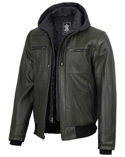 Image of Blingsoul Leather Jacket Men With Detachable Hooded - Real lambskin Leather Jackets For Mens