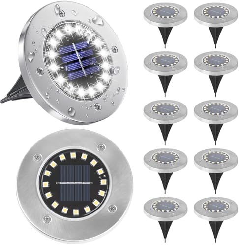Kit 12 Luzes Solares de Solo Ao Ar Livre, Luz Solar para Jardim c...