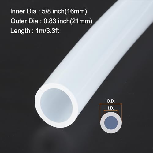Image of 1m(3.3ft) 16mm(5 /8 inch) ID x 21mm(0.83 inch) OD Silicone Tubing Clear Industrial Plastic Tubing Pure Silicone Hoses for Pump Siphoning Draining Irrigation Brewing