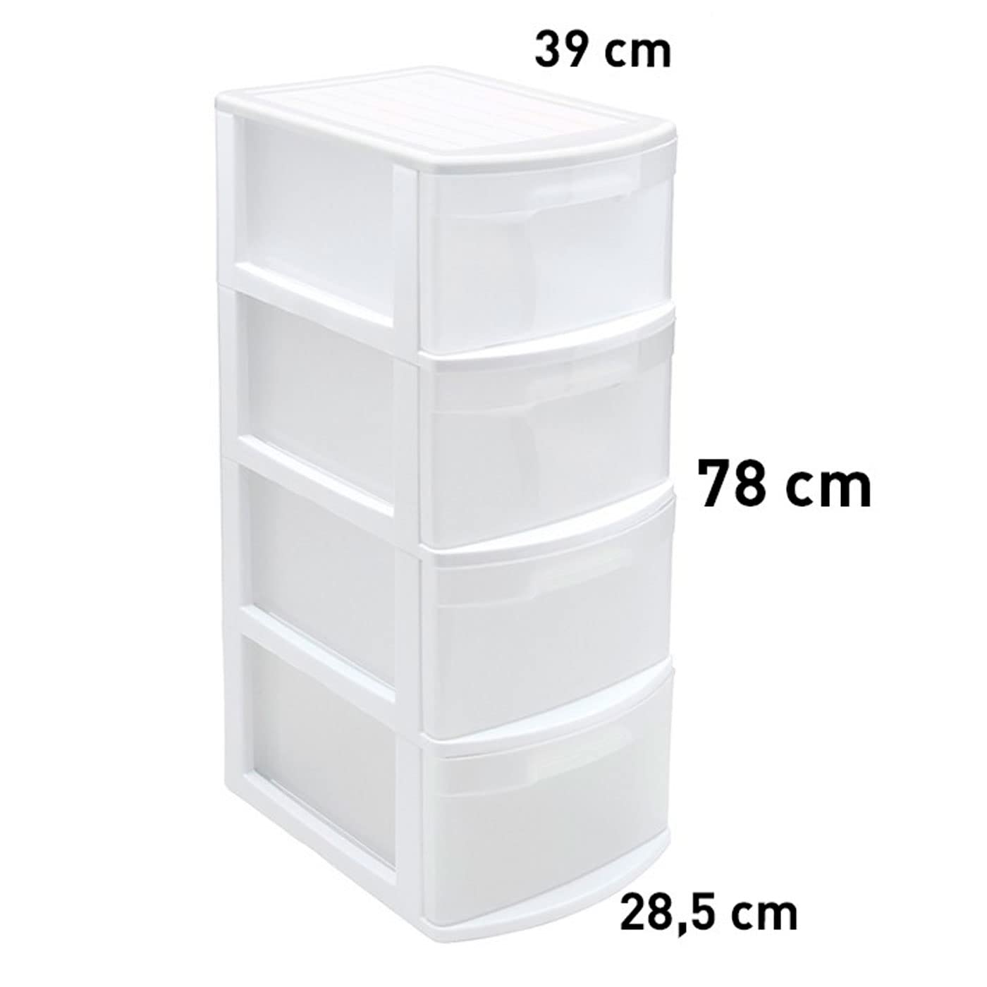 AC - Cajonera de Almacenamiento Tamesis con 4 cajones, Torre de Almacenamiento Multiusos para Oficina, hogar, Escuela, etc. 78 x 28,5 x 39 cm. Color Blanco.