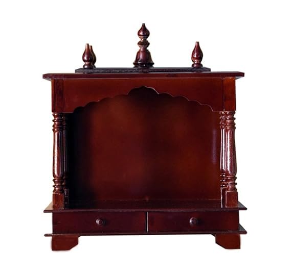 Image of Sheesham Wood Temple Solid Wood Classic Wooden Temple for Home, Office Pooja Mandir with 1 Drawer for Storage Home Decoration | Wall Devghar