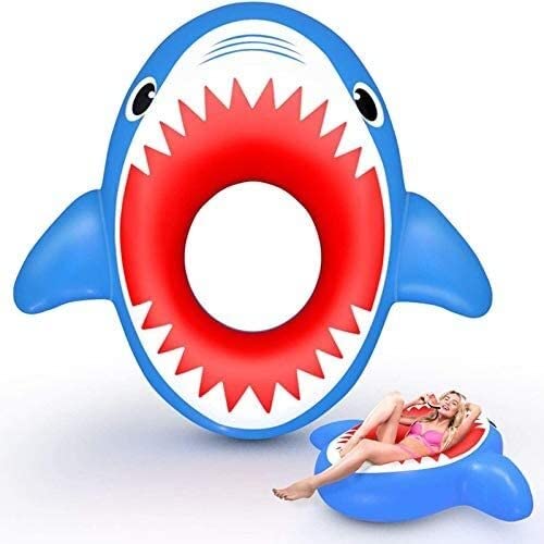 ZUOZUIYQ Flotadores de Piscina Hamaca de Agua Flotadores inflables para Piscina Tiburón Nadando Adulto Inflable Engrosado Piscina doméstica Cama Flotante Fila Flotante natación para Relajarse en la