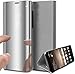 Oihxse Case Compatible Huawei Y6 2019/Y6 Prime 2019 Coque Ultra Mince Placage Élégant Mode Miroir 360° Protection Housse Stand Flip View Translucide Cuir PU Dur PC Anti Choc Etui Bumper (Argent)