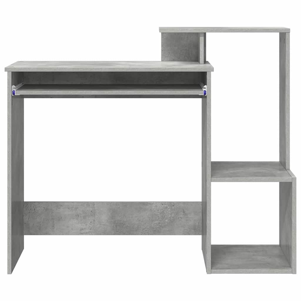 Nowoczesne biurko kompozytowe drewno szare 106 x 41 x 88,5 cm z półkami