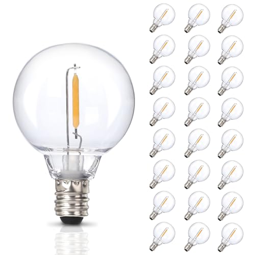 Sdduenled 25pack G40 LED Replacement Light Bulbs E12 Screw Base Shatterproof Globe Bulbs for Outdoor...