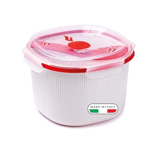 Snips - Cuociriso e Cereali Microonde, Rice Cooker 2,70L con Vassoio Amido e Spatola Inclusi - Contenitori per Alimenti 20x20,5x14,50 - Cuoci Riso Contenitore Microonde Bianco Made in Italy