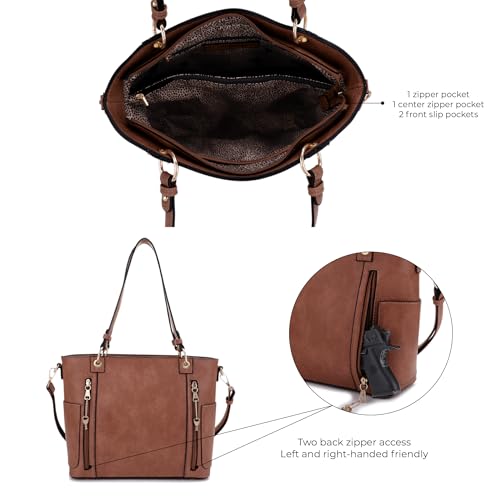 Image of JESSIE & JAMES | Austin Whipstitching Concealed Carry Tote Bag with Lock and Key, Top Handle CCW Purse | Whipstitching, Concealed Carry, with Lock and Key, Top Handle, CCW