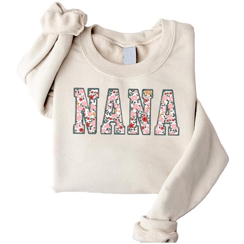 Personalized Embroidered Applique Grandma Sweatshirt Custom Nana Mimi Granny Mamaw Mama Women Gift Shirt Mothers Day Nana Sand 2XL