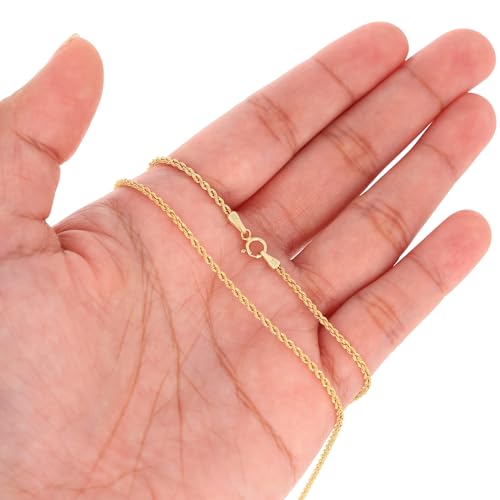 Nuragold 10k Real Yellow Gold 1.5mm Rope Chain Diamond Cut Necklace (14"-26") Dainty Italian Jewelry for Men & Women4