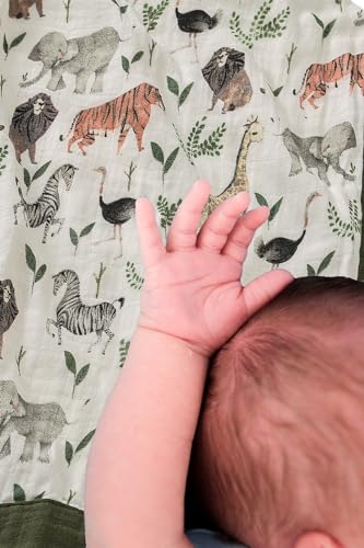 Image of Little Jump Muslin Quilt Toddler Blanket - Silky Soft and Breathable Baby Quilt - Oversized 47 inch x 47 inch - 2 Layers Muslin Baby Blanket for Boy and Girls (Jungle-2)