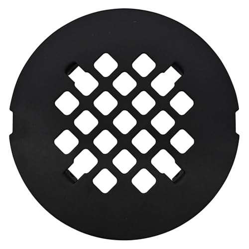 LXLOTUS 4 Matte Black Snap-in Shower Drain Cover - Premium Round Black Grate Replacement - 4.25 OD Strainer - Easy Install - Durable Solid Brass Construction