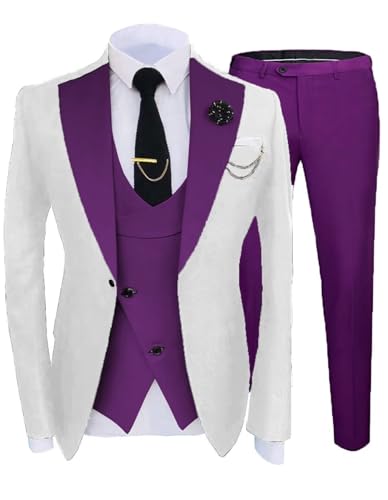Fashion and Elegant 3 Piece Suit Men Slim Fit Big and Tall Men's Tuxedos for Prom Wedding Party Tux JXZ039