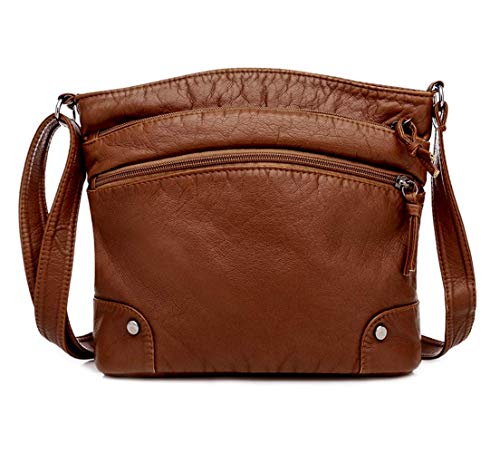 Handbags for Women Shoulder Bag Designer Ladies Hobo Bag Bucket Leather Purse (Brown)