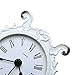 NIKKY HOME Baroque Style Small Mini Table Clock, Shabby Chic Rustic Pewter Round Quartz Shelf Desk Clock, White