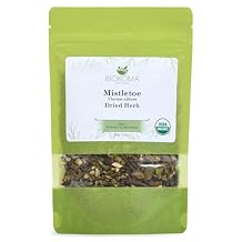 Biokoma Organic Mistletoe Dried Herb 100g 3.55oz Cut & Sifted Viscum Album Herbal Tea Cardiovascular & Nervous System Support Resealable Pouch USDA Organic No Additives No Preservatives No GMO Kosher