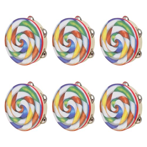 Generic 大人のための6ピース/個タンバリン子供用木製の手持ちドラムカラフルなシングルロウ