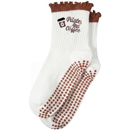 Image of Jeyiour Summer Cute Pilates Socks Women Bow Nonslip Ruffle Yoga Socks with Grip Barre Pilates Gift for Work Dance Fitness